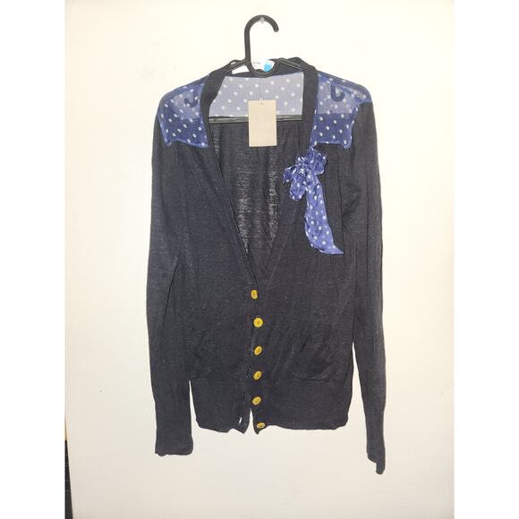 Sparrow Anthropilogie pilka dot sweater cardigan L NwT - Picture 1 of 2